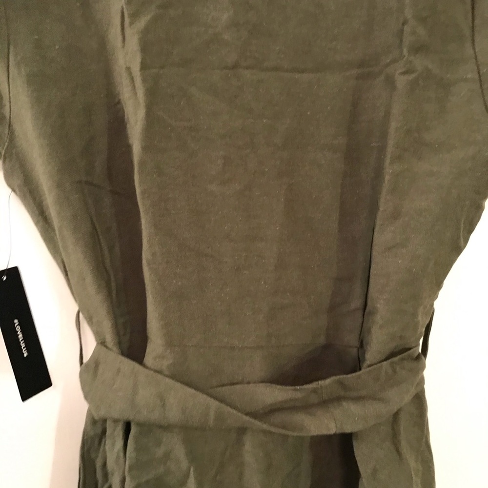 Lulus Olive Green Button-Front Skater Dress Medium - Picture 8 of 9